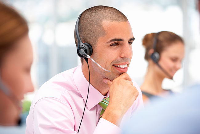 young man at call centre