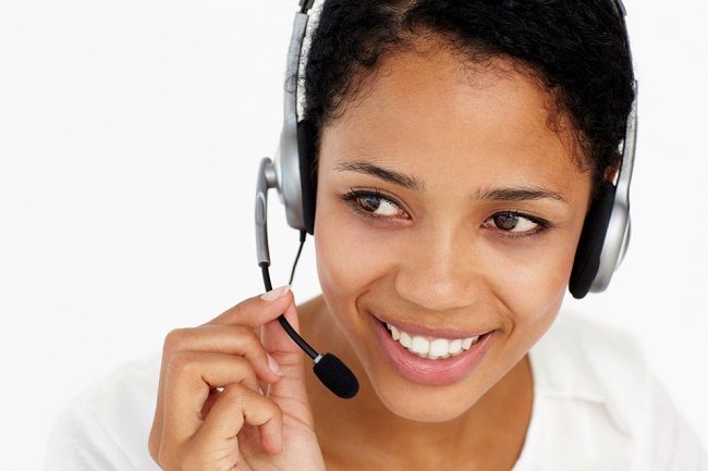 woman on phone headset