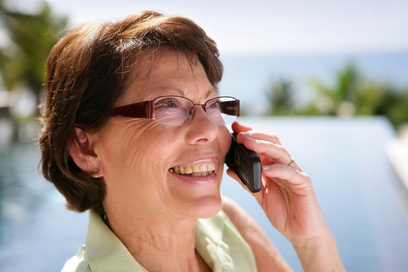 happy woman on the phone